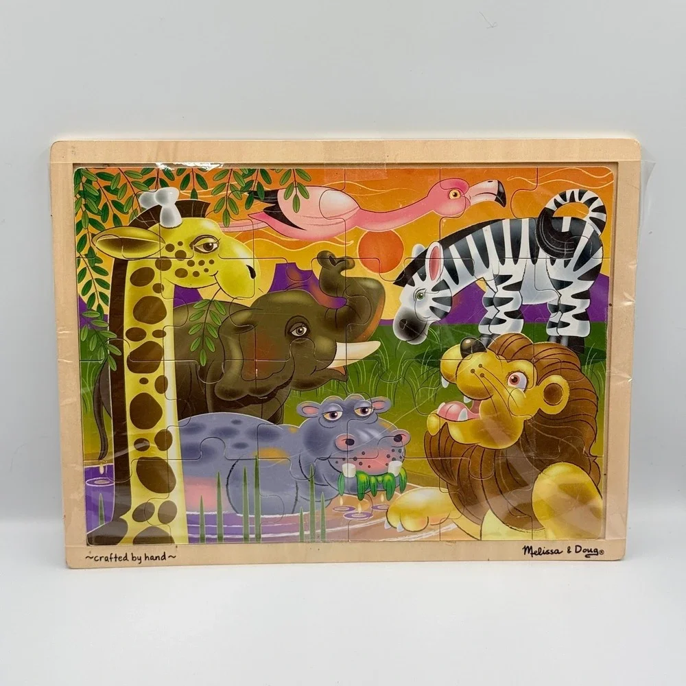 Melissa & Doug Puzzles Lot of 3 Shapes Jumbo Knob Pirates African Plains Safari‎